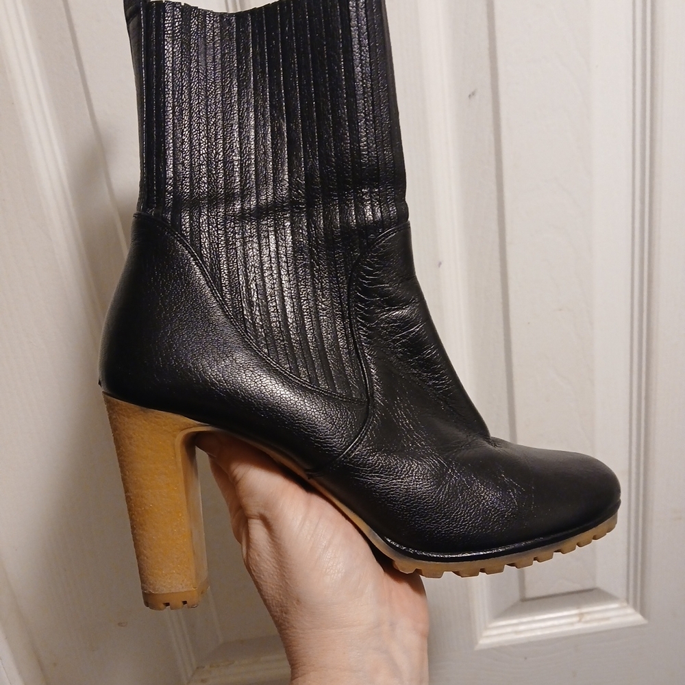 Gucci Heels Black Ankle Leather Women's Boots Sz.39 8/8.5
